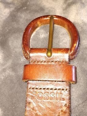 Fossil Brown Leather Braided Belt